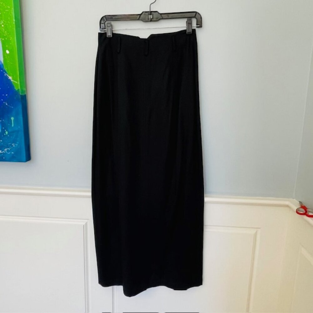 Vintage 90's Gap Rayon Column Maxi Skirt Button Front Black XS/S 6 - Picture 4 of 5
